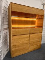Highboard NYON Asteiche Wildeiche massiv Beleuchtung 120 cm