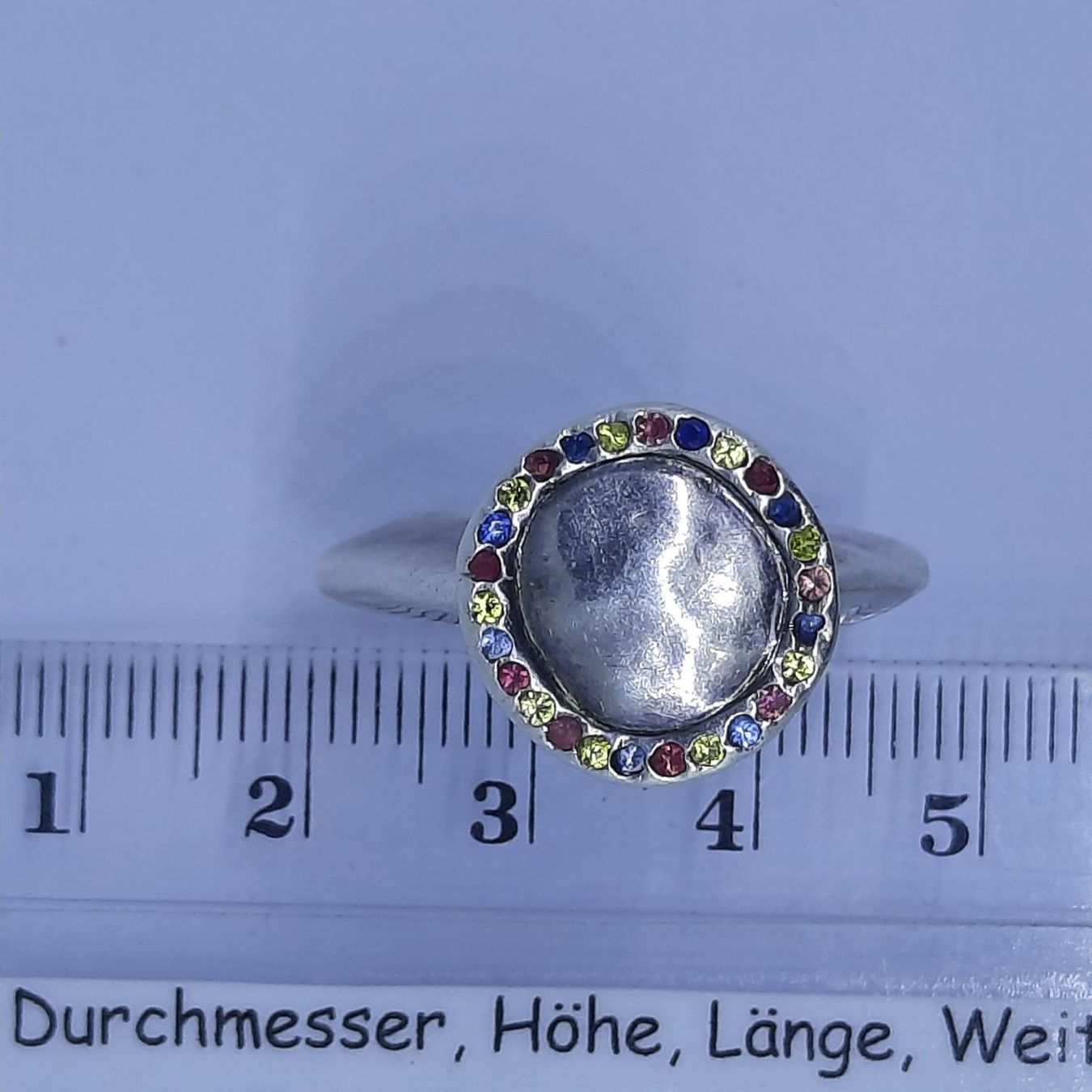 Bagues: Ästhetischer Silberring mit verschiedenfarbigen Edelsteinen – D'occasion à Unterägeri par Altgoldschmuck 7