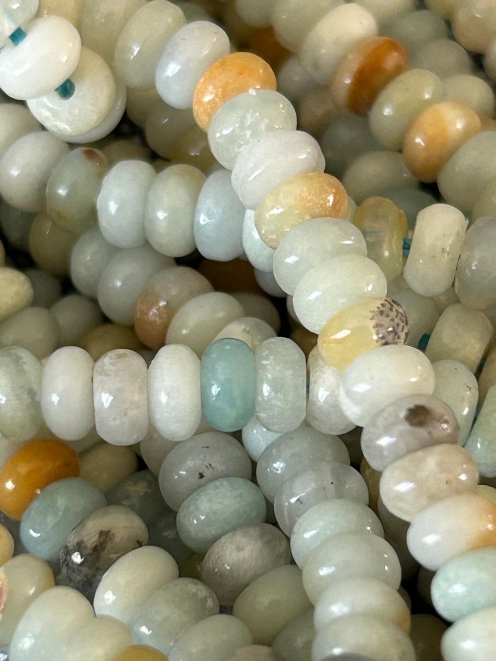 Pietre preziose: Strang echte Amazonite rondelle 2 x 4 mm – Nuovo e nell'imballaggio originale da Niederrohrdorf venduto da Ytobi
