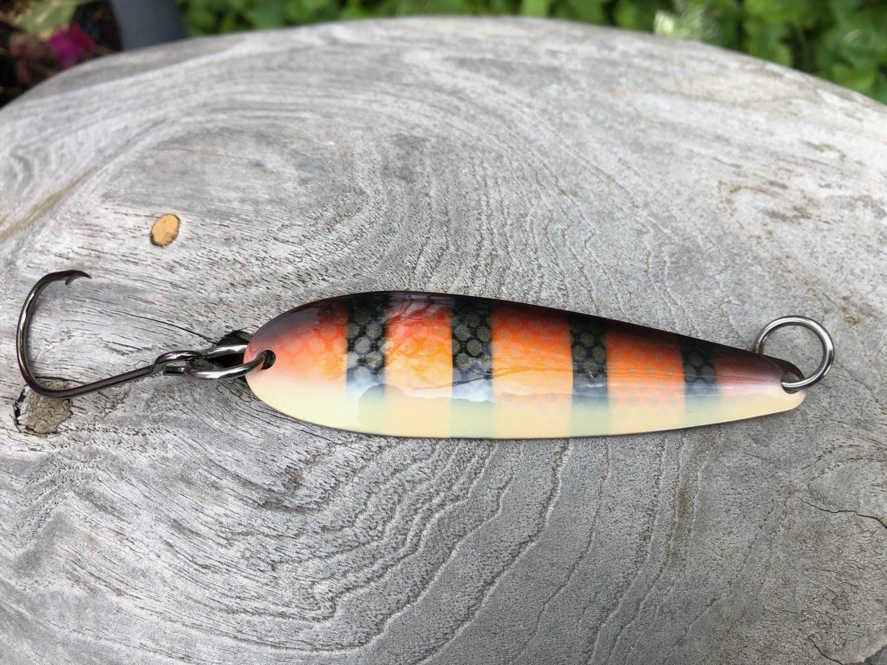 Esche: Schlepplöffel Glow "Perch", ca. 95 mm – Nuovo (secondo la descrizione) da Arbon venduto da Helmuth