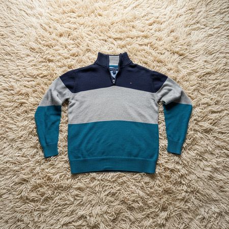 Pull zippé Tommy Hilfiger homme gris/bleu taille XL XL (20)