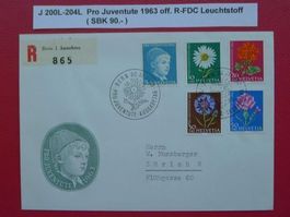 1963: J200L-J204L (Pro Juventute) FDC, mit Leuchtstoff !