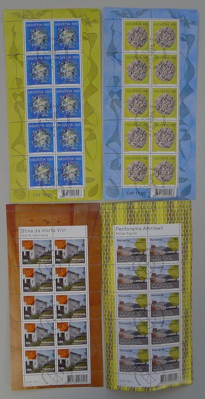 Alle Briefmarken: 1978-2010, SAMMLUNG Bogen + Kleinbogen von 42 Stück, Ersttag – Gebraucht aus Sursee von Luzernerraute 7