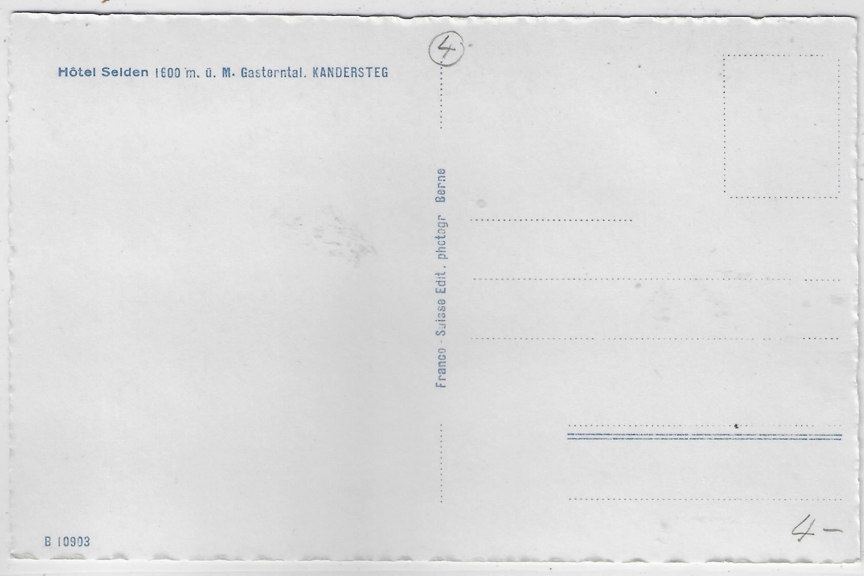 Cartoline postali: Hotel Selden Gasterntal Kandersteg – Usato da Ettingen venduto da Kartenplanet 1