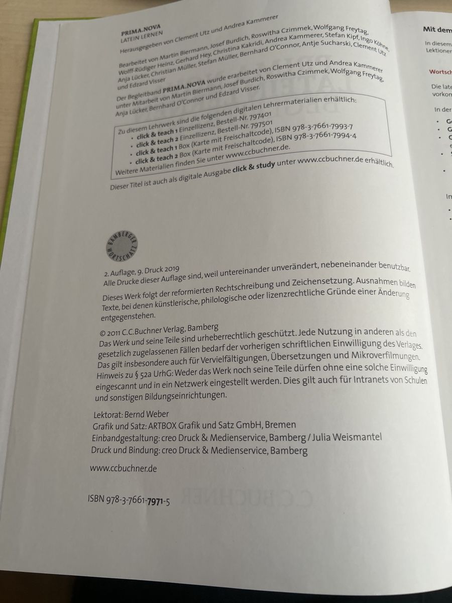 Bücher: Prima Nova Latein Lernen - Begleitband – Gebraucht aus Aarau von R-O-G-E-R 1