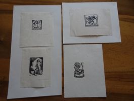 Heinrich Müller 4 Ex Libris signiert und datiert 1914 /15