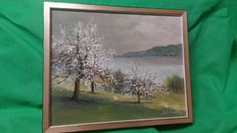 Frühlingslandschaft Gemälde von Schori, gerahmt, untersee ?