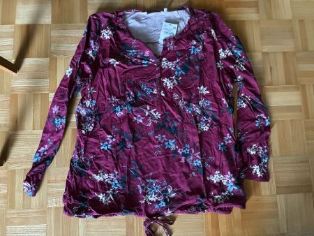 Damen Langarmshirt Blumenmuster bordeaux Grösse XL