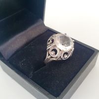 Antiker Silber  Ring 835 mit grossem Zirkonia Stein, Gr.18,3