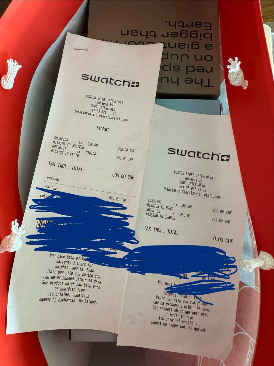 Swatch Orologi: 3 Swatch Moonswatch. Brand New: Jupiter, Pluto & Uranus – Nuovo e nell'imballaggio originale da Brugg AG venduto da Winter789 2
