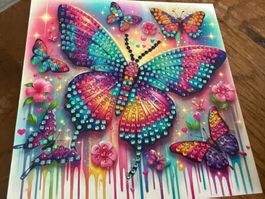 Karte-Grusskarte-Schmetterlinge-Freunde-Painting-Selfmade