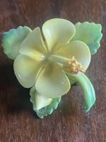 Vintage Porzellan Brosche, gelbe Blüte, Top!