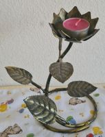 Antiker goldfarbener Kerzenständer Blume 22 cm hoch
