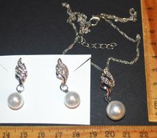 Schmuckset 058 – Halskette & Ohrstecker mit Kunstperlen