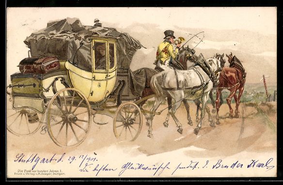Cartes postales: AK Postkutsche auf einem Berg, 1901 – D'occasion à Berlin par bartko-reher