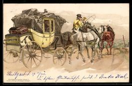 AK Postkutsche auf einem Berg, 1901