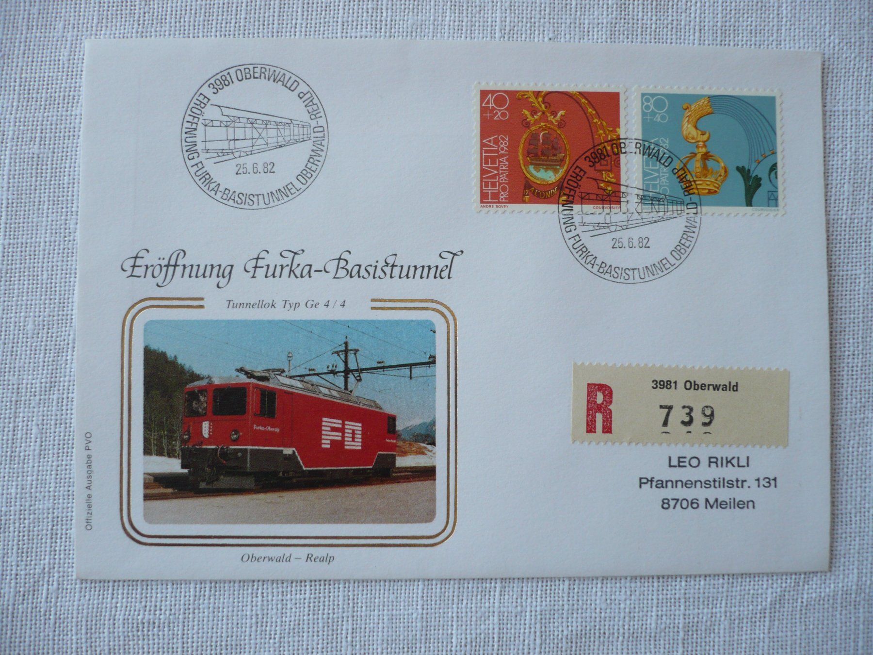 Tutti i francobolli: 1982 Eröffnung Furka-Basistunnel, Oberwald – Usato da Zürich venduto da saltandpepper008
