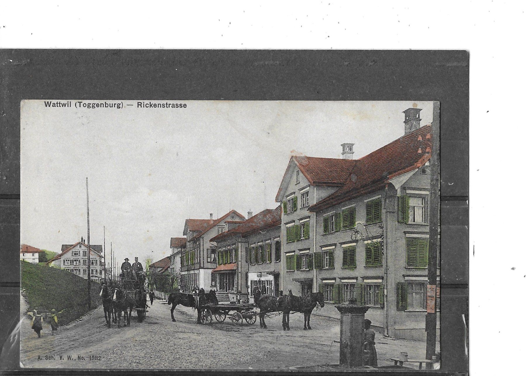 Ansichtskarten: SG Wattwil 1908 Rickenstrasse mit Postkutsche – Gebraucht aus Schocherswil von Wilare