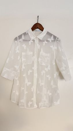 B.M. Company Sheer Butterfly Shirt, Size 42