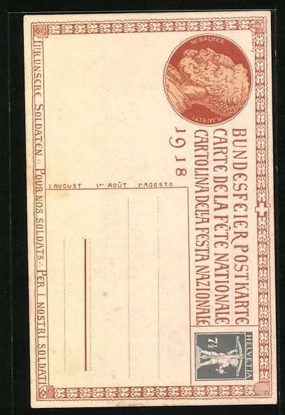 Ansichtskarten: Schweizer Bundesfeier 1918, Bürger vers – Gebraucht aus Berlin von bartko-reher 1