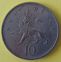 10 New Pence Münze Queen Elizabeth II - Grossbritannien 1976