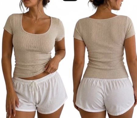 Ribbed Knit Scoop Neck Top 🤍