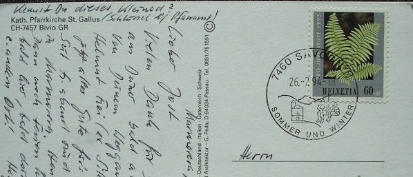Cartes postales: BIVIO Kath. Pfarrkirche St. Gallus – D'occasion à Jona par philajona 1