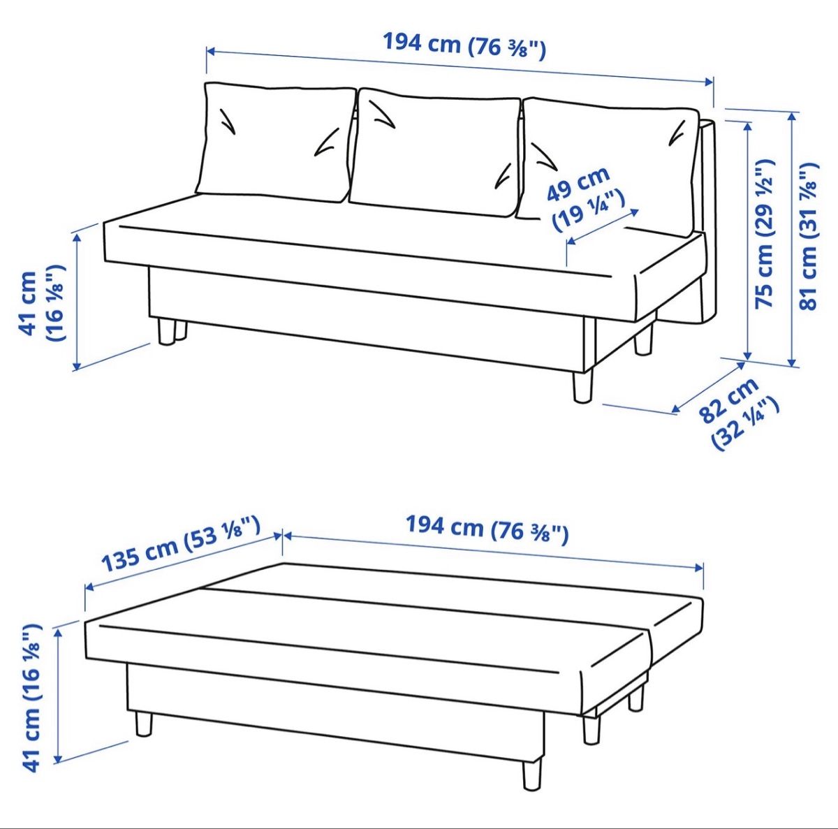 Sofas: IKEA Sofa bed grey, 3 seats, as new – Neuf (Voir description) à Regensdorf par rankster 3