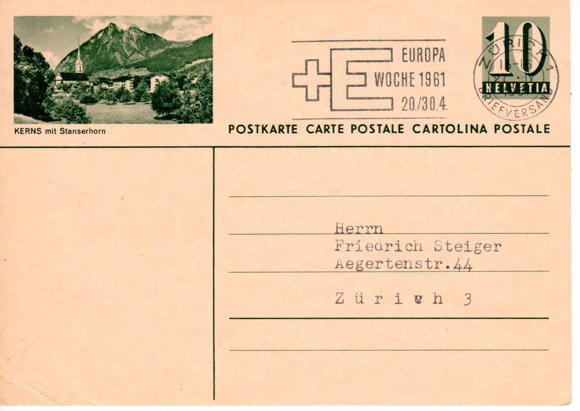 Tutti i francobolli: Bildpostkarte Kerns mit Stanserhorn – Usato da Wolhusen venduto da Curver9