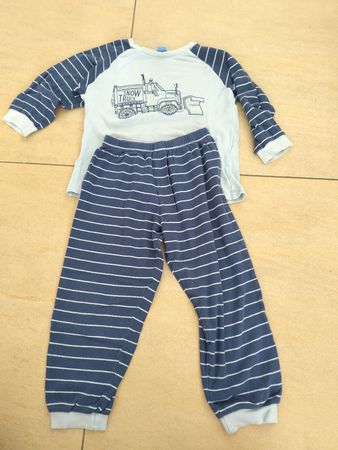 Kinder Pyjama Grösse 128 gestreift Snow Truck