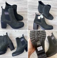 NEU 💜 Gr 38 Stiefeletten Wildleder BUGATTI Blockabsatz