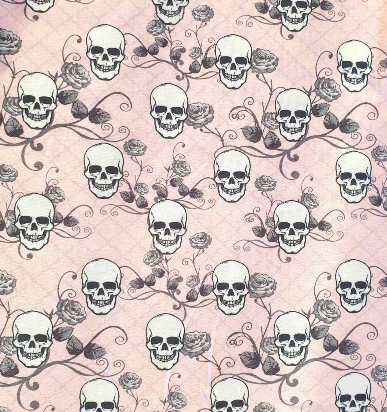 Tessuti: Baumwollstoff "Skulls & Flowers" rosa Webware je m – Nuovo e nell'imballaggio originale da Wiesenberg venduto da mountain-merch 1
