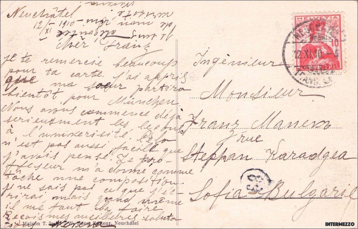 Cartoline postali: Neuchâtel // 1910 Hôtel des Postes – Usato da Basel venduto da intermezzo12 1