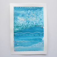 Aquarell Original Abstrakt Meer Zentangle - 14.5 x 20.5cm
