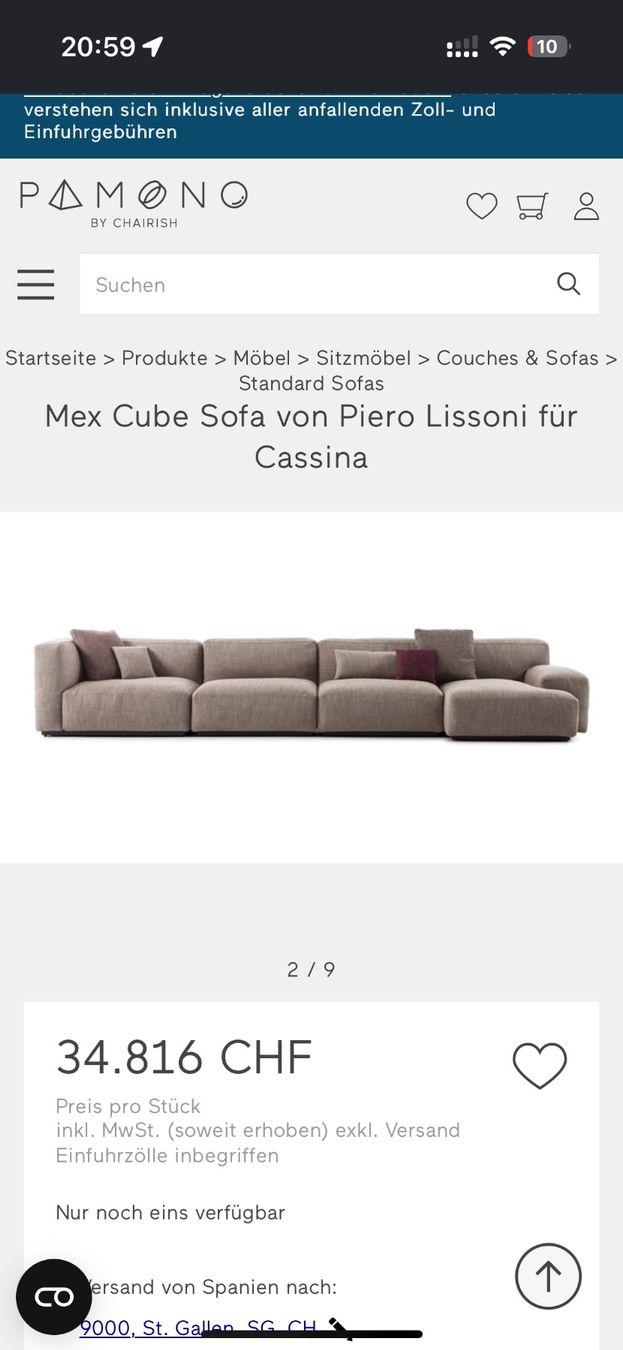 Cassina Divani: Cassina Mex Cube Grau Sofa von Piero Lissoni – Usato da Fehraltorf venduto da Sofalab.swiss 8