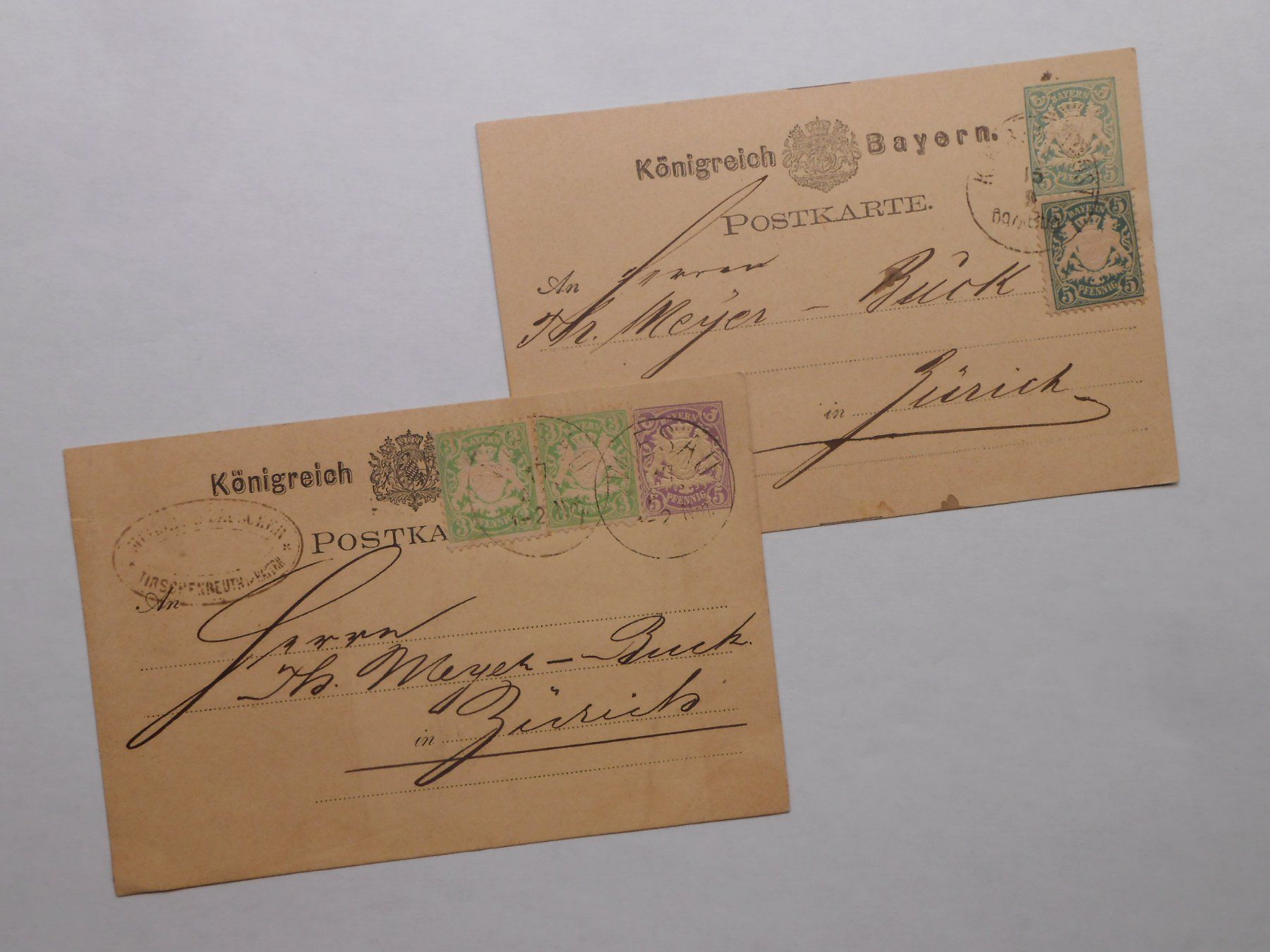 Tutti i francobolli: Bayern  Postkarten  1889 – Usato da Hallwil venduto da pkaiser44