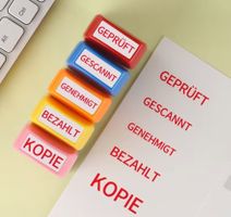 Stempel "Bezahlt, Kopie, Genehmigt Preis pro Stk.
