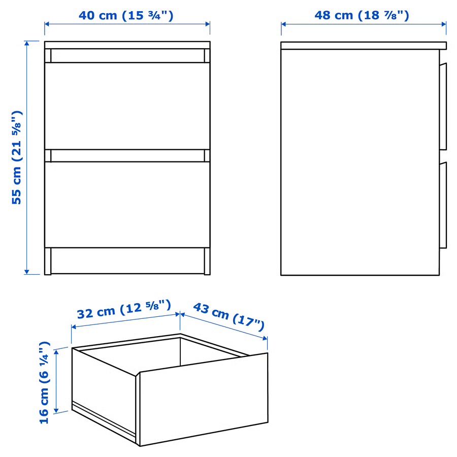 Ikea Cassettiere: IKEA MALM Nachttisch / Kommode 2 Schubladen Weiss – Nuovo (secondo la descrizione) da Hünenberg See venduto da misterblee 1