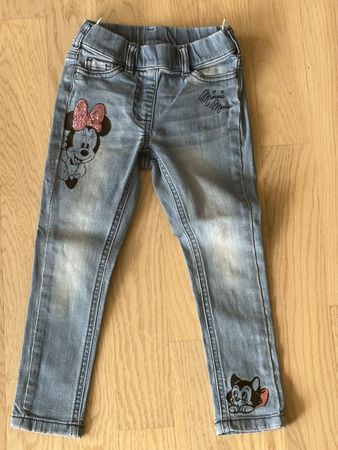 Minnie Maus Jeans mit Pailletten Schleife Gr. 104, Sommerjea