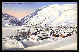 AK Andermatt, Gesamtansicht mit Urnerloch im Winter