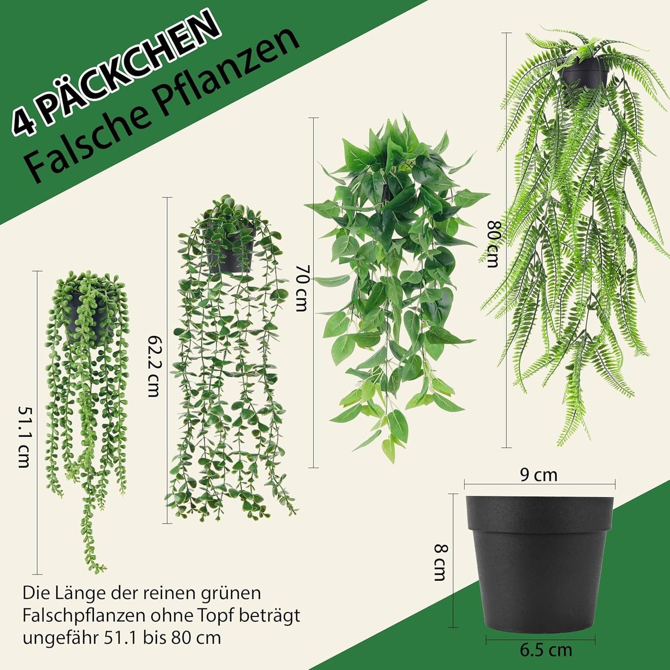 Piante & sementi: 4x Künstliche Hängepflanzen – Nuovo e nell'imballaggio originale da Nuglar venduto da SaleRitter 2