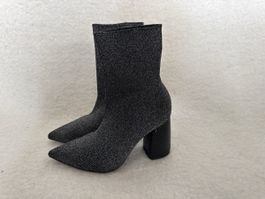 Bottines femme Pollini argentées talon bloc taille 38