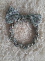 Bracelet bleu pastel motif fleurs rose blanc