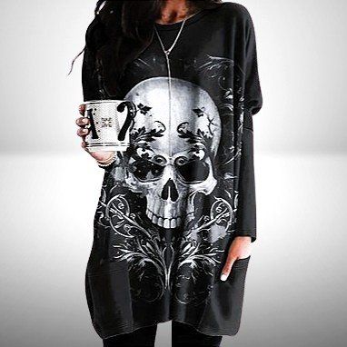 ☠️ Langarm-Shirt SKULL PRINT Stilvolles Statement! 🖤 M (38)