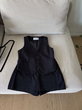 Stradivarius Pinstripe Vest and Shorts Set Size S