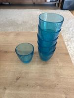 6 Trinkbecher Kunststoff blau, gerippt