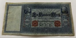 100 Mark Reichsbankschein 21 April 1910 guter Zustand