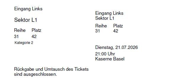 Biglietti: 2 Tickets - Basel Tattoo - 21.07. , 264 CHF Originalpreis – Nuovo e nell'imballaggio originale da Birsfelden venduto da geo_rh6c 1