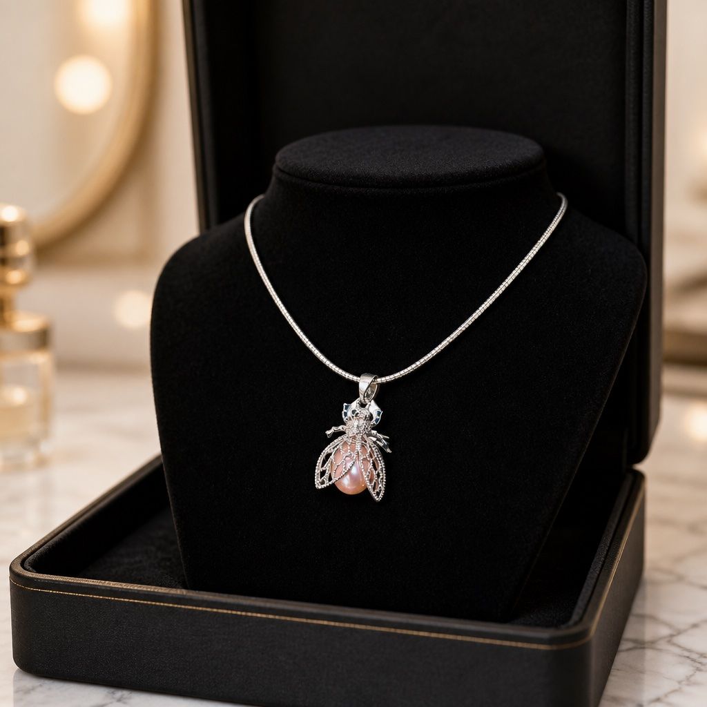 Catenine: Eleganter Anhänger „Fliege“ mit Naturperle. Neu. – Nuovo e nell'imballaggio originale da Geroldswil venduto da Lilleke 3