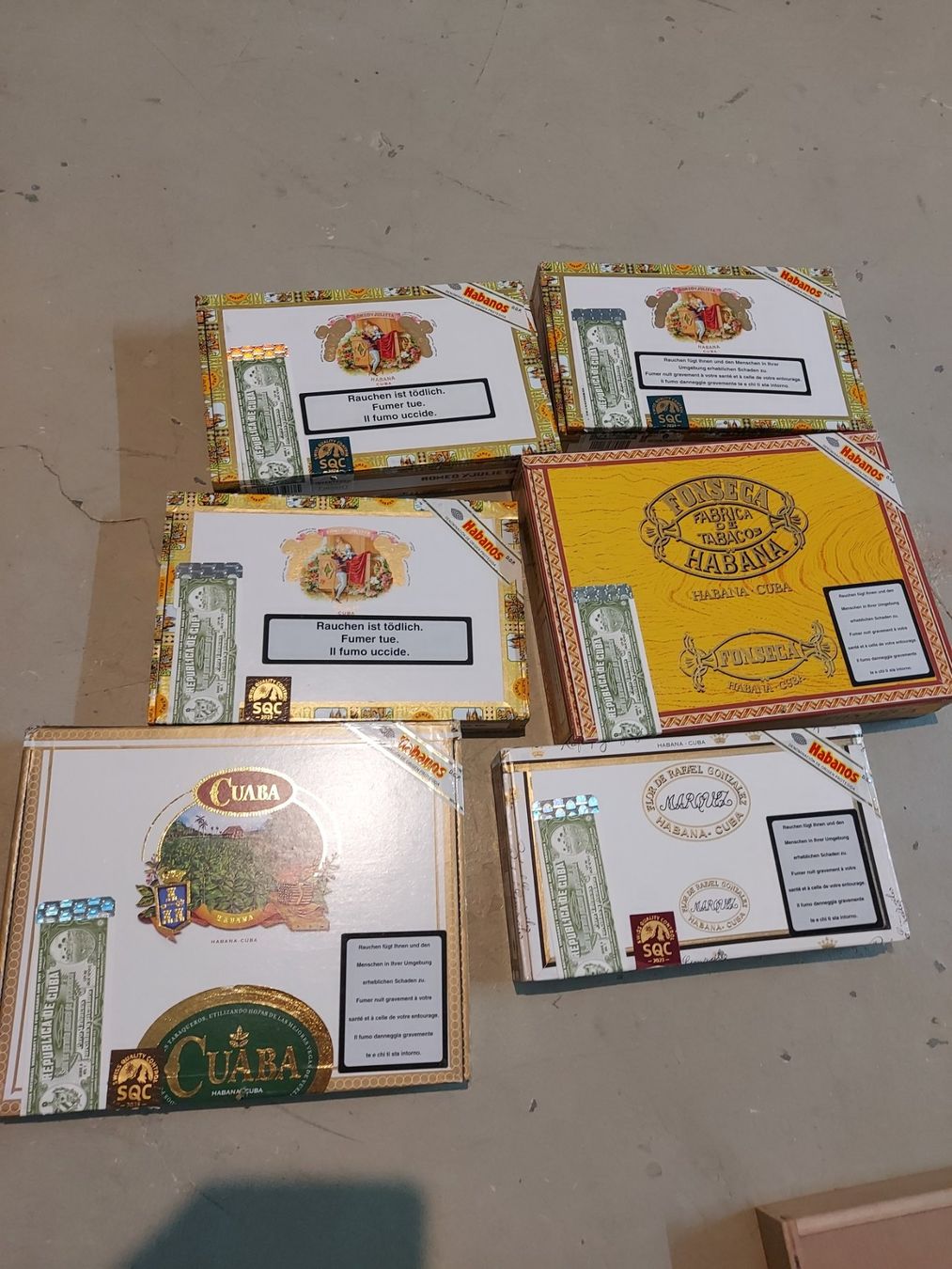 Sigari: 6 x LEERE ZIGARREN HOLZ BOX GEBRAUCHT – Usato da Zeiningen venduto da elcanaja